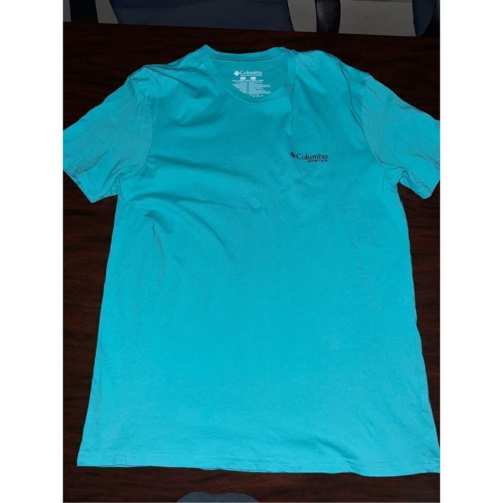 Columbia PFG Mens Short Sleeve Turquoise Tee Size Large